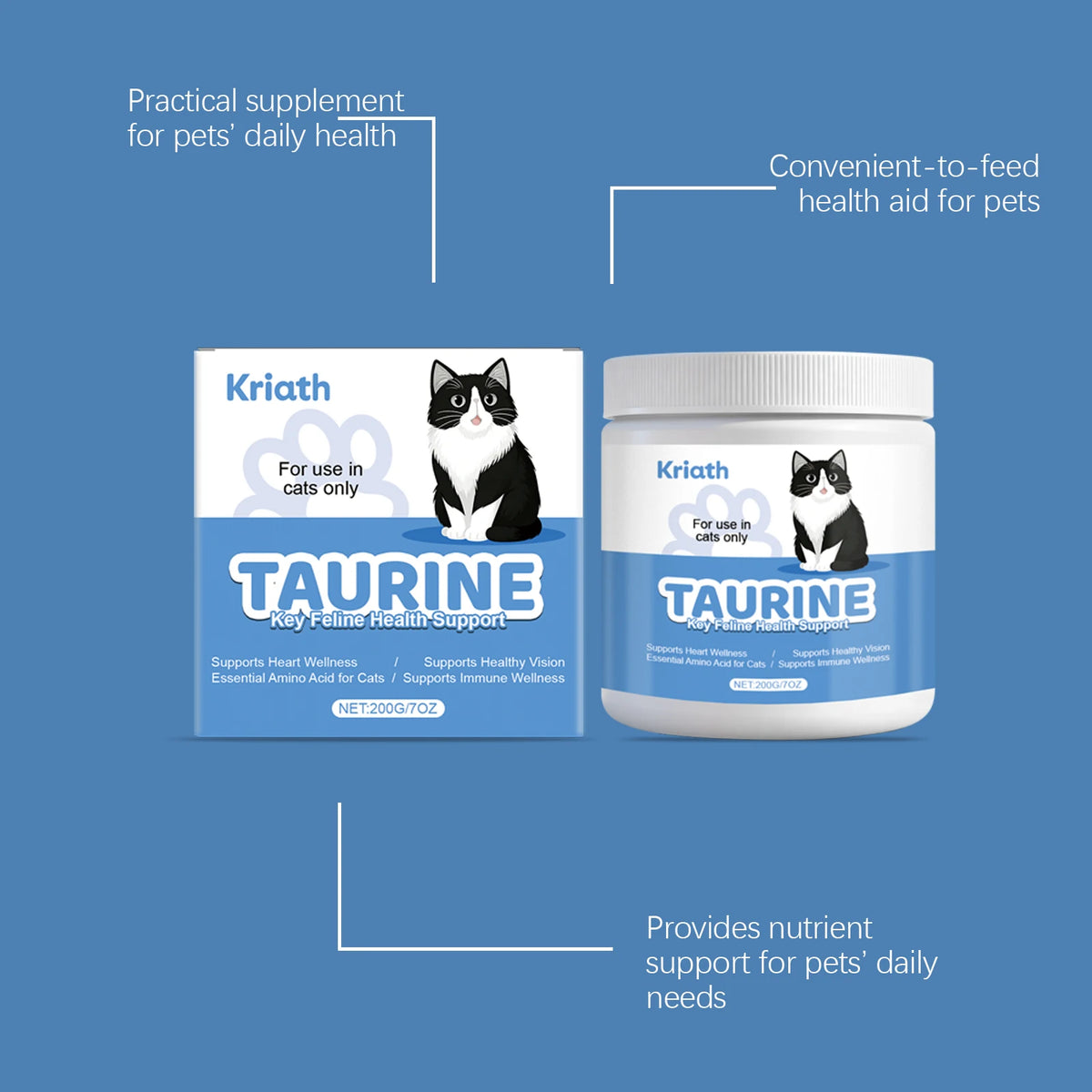Natural Taurine Powder Supplement For Cats And Dogs Oral Health