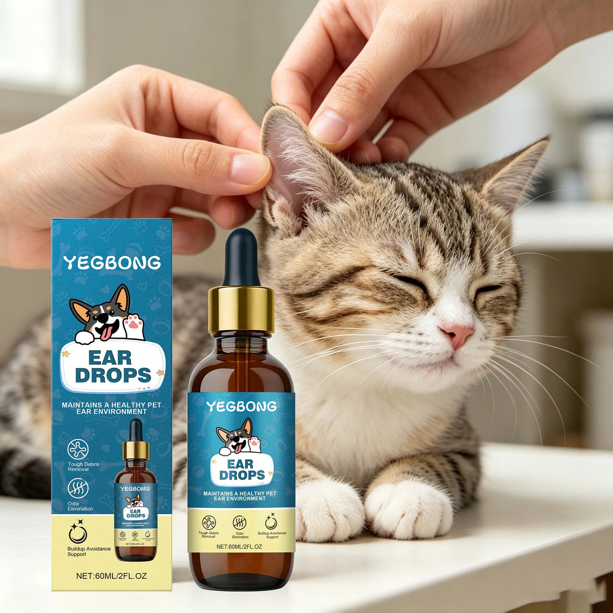 Yegbong Natural Ear Drops Gentle Nourishing Debris Removal for Pets