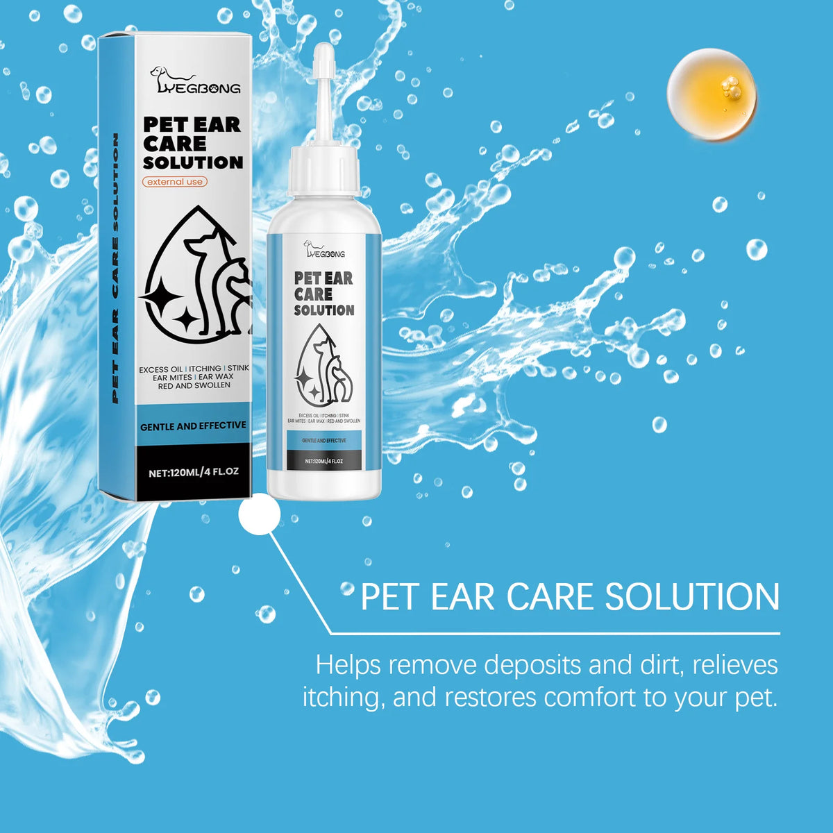 Yegbong Pet Ear Care Solution Liquid For Gentle Ear Cleaning