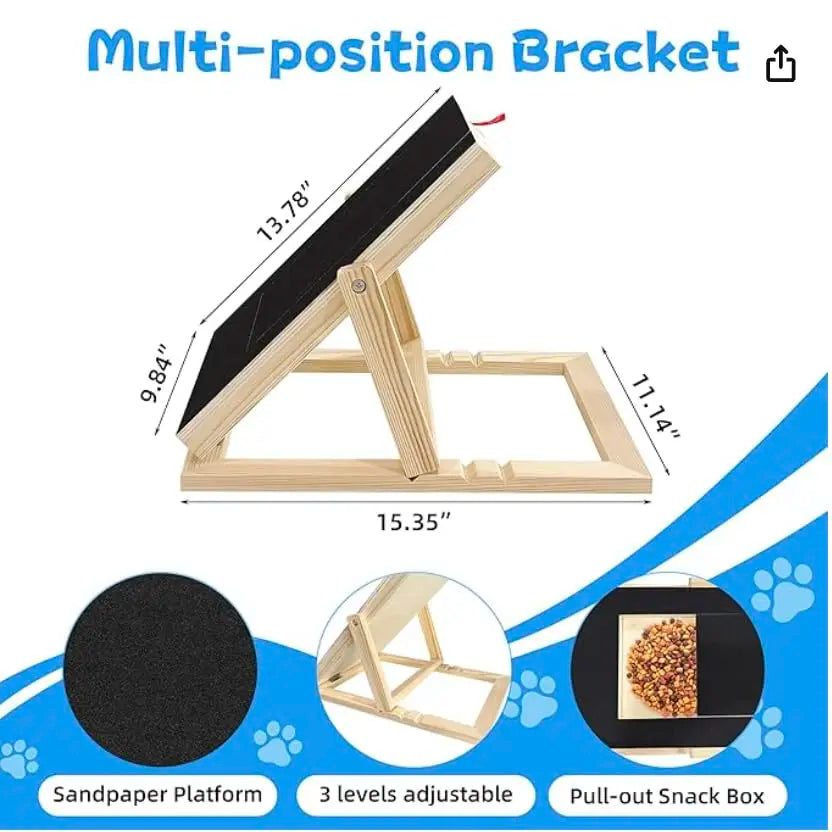 Adjustable Wooden Dog Nail Care Board With Treat Drawer