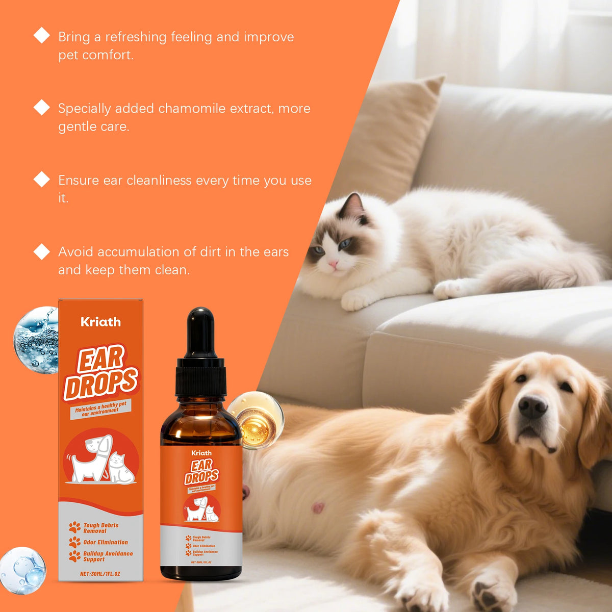 Pet Ear Care Drops For Dogs And Cats Relieves Discomfort