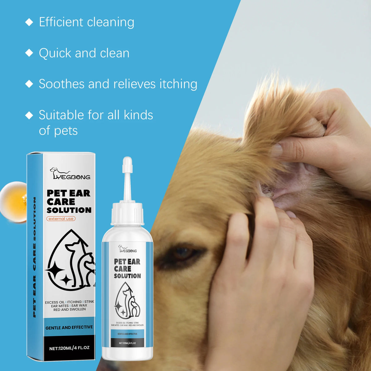 Yegbong Pet Ear Care Solution Liquid For Gentle Ear Cleaning