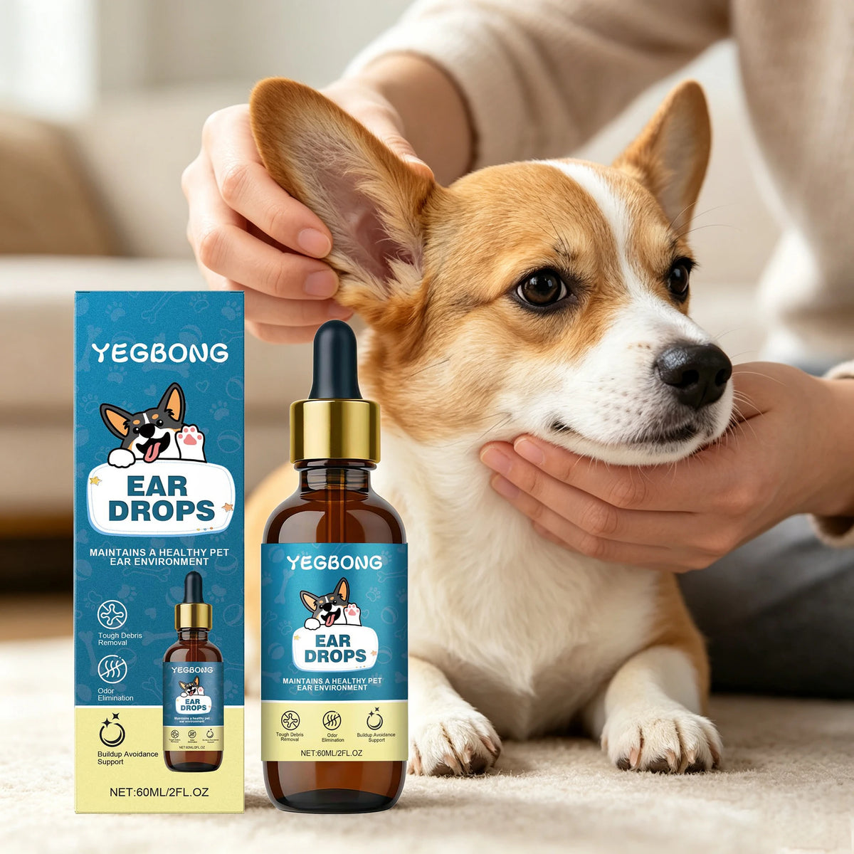 Yegbong Natural Ear Drops Gentle Nourishing Debris Removal for Pets