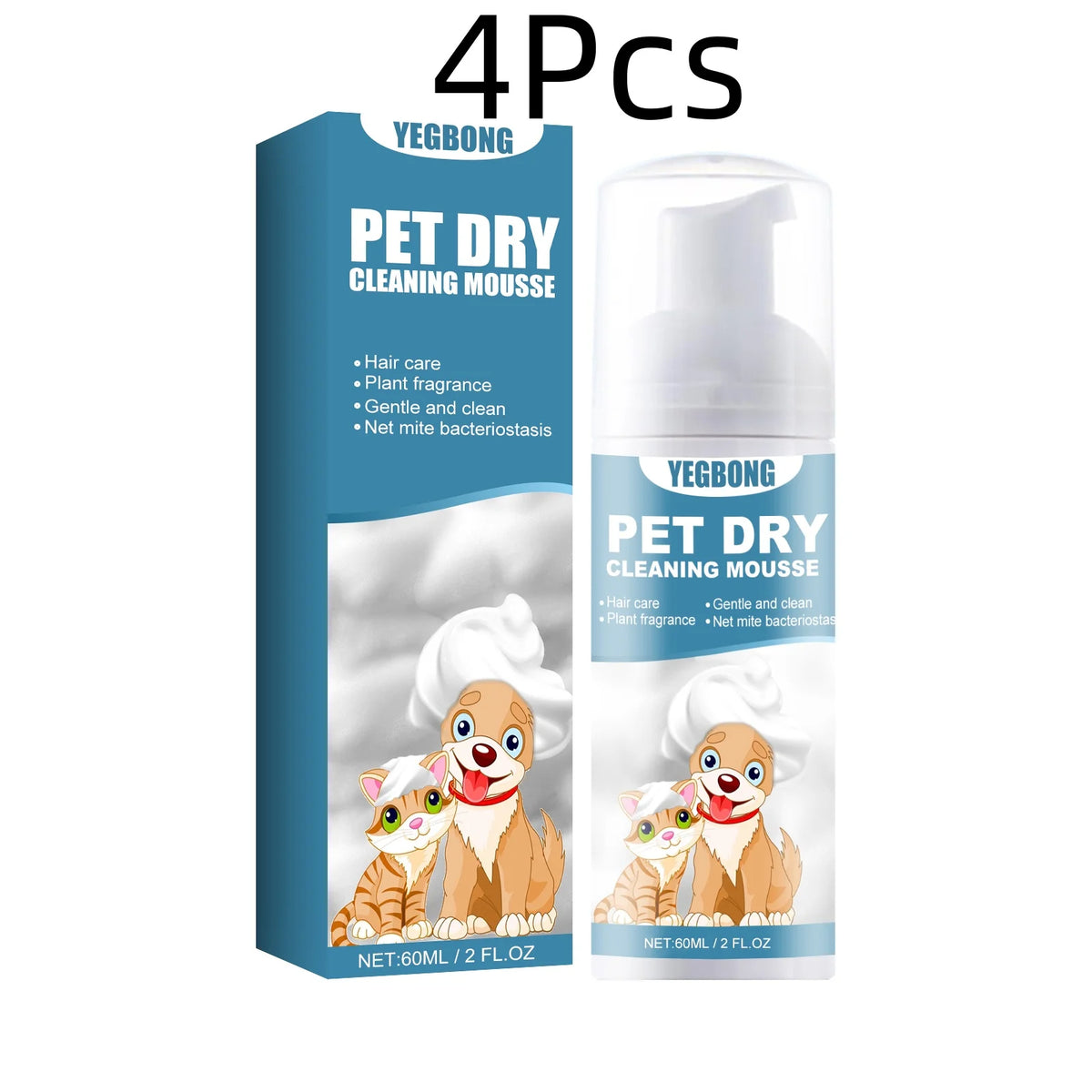 YEGBONG Pet Dry Shampoo Mousse for Gentle Cleansing