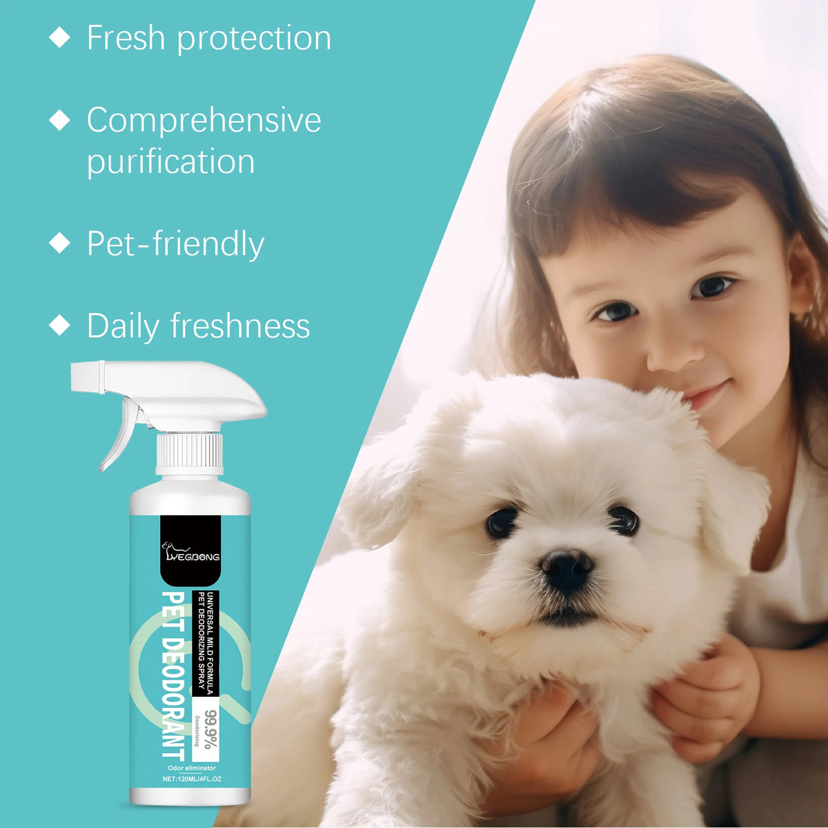 Yegbong Gentle Pet Deodorant Spray With Lime Green Tea Scent