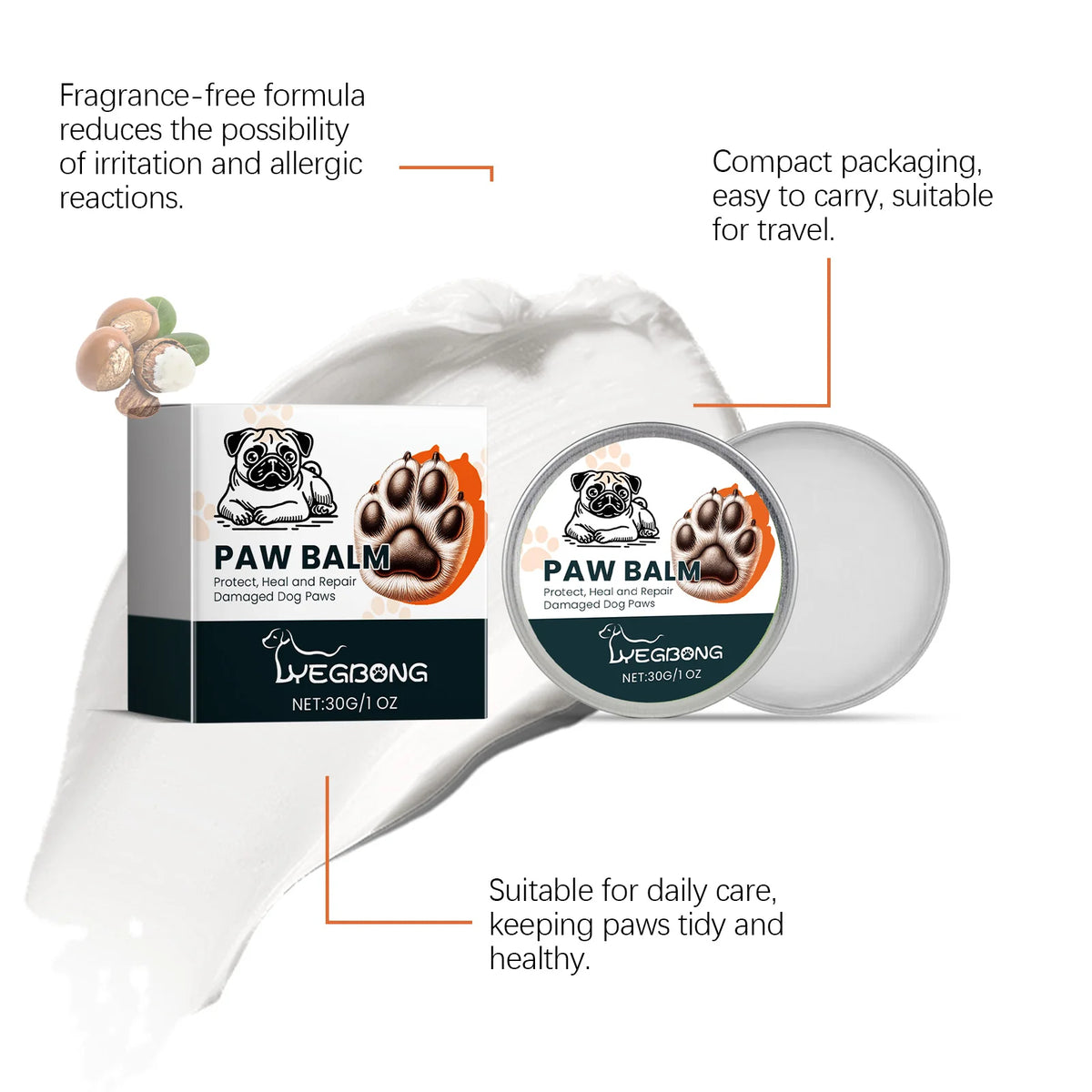 Yegbong Natural Pet Paw Balm For Repairing Dry Skin