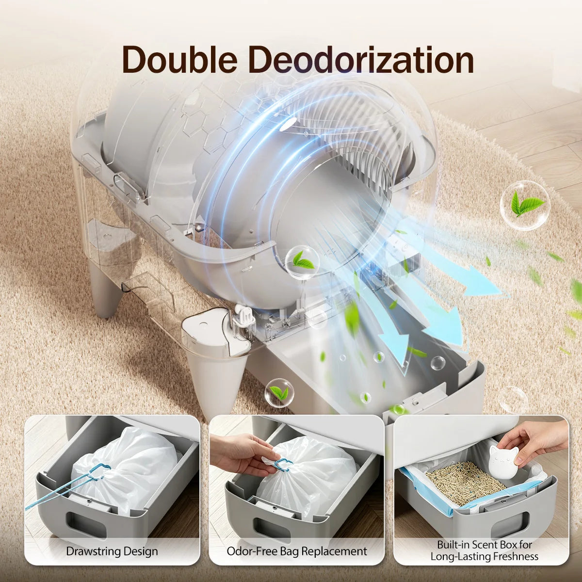 Automatic Self Cleaning Cat Litter Box With Smart App Monitoring