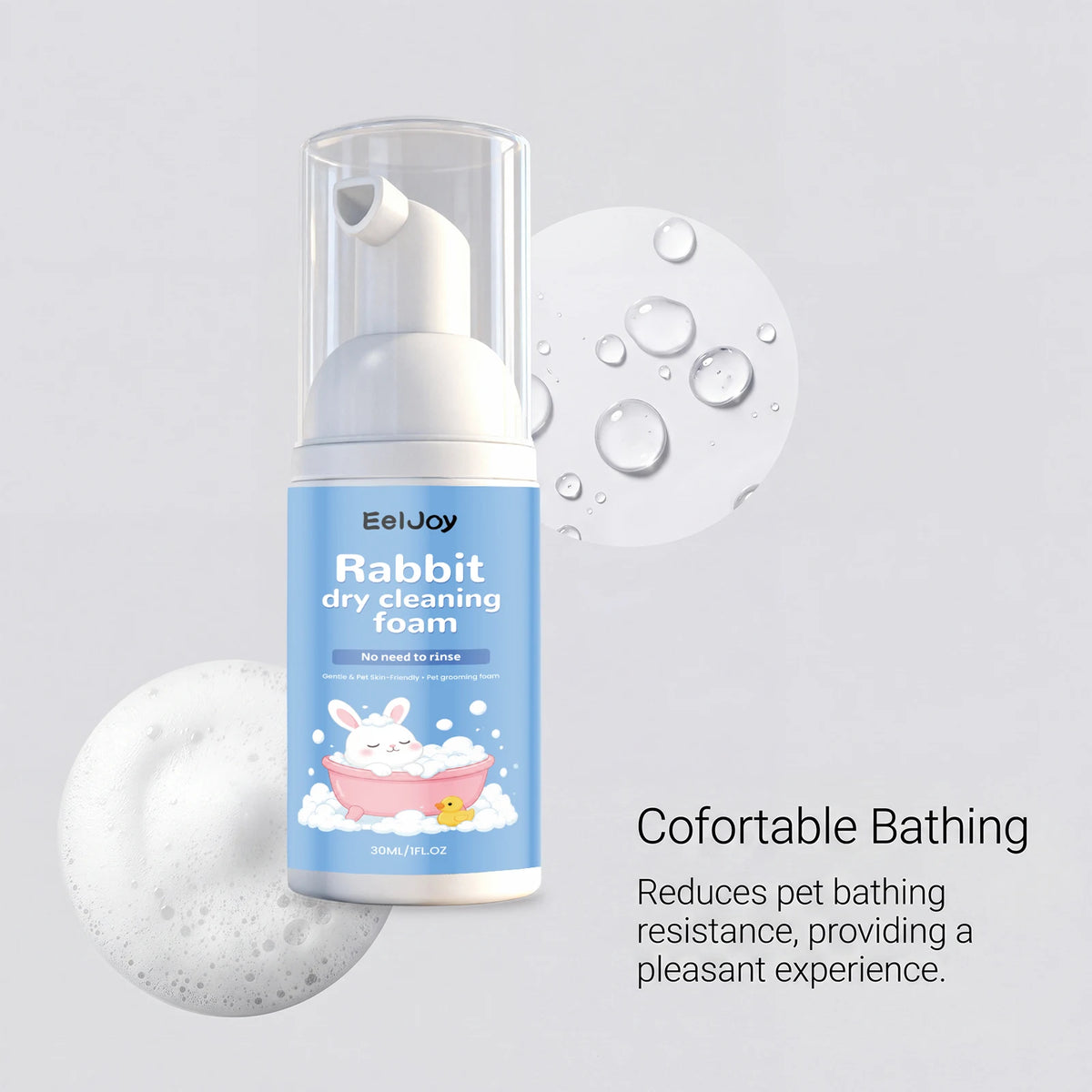Gentle Rabbit Cleaning Mousse Bath Foamer Removes Odors Soothes Skin