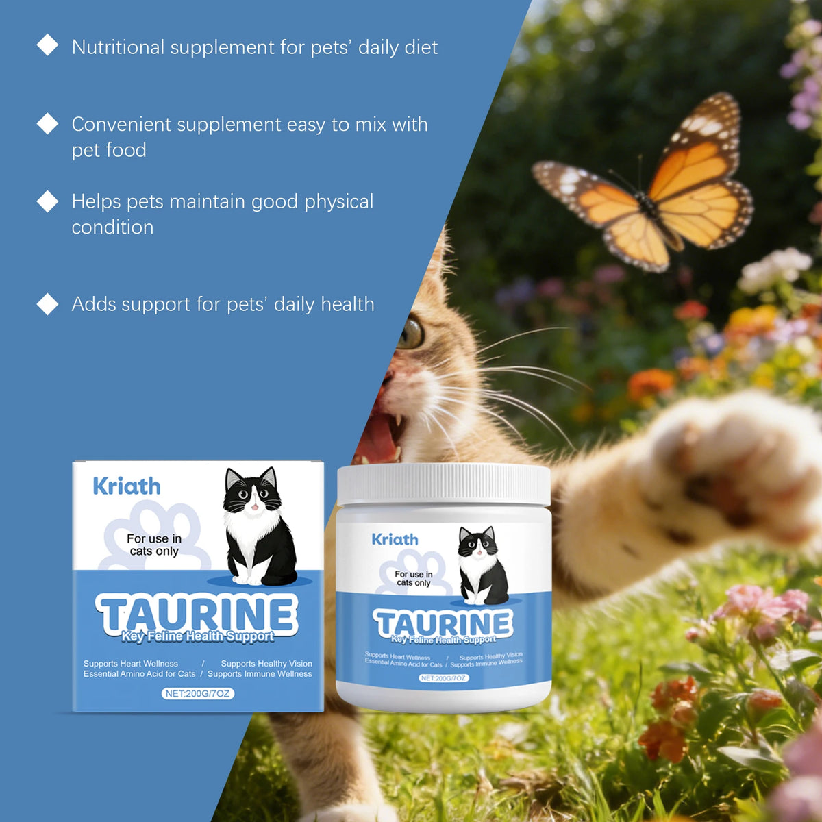 Natural Taurine Powder Supplement For Cats And Dogs Oral Health