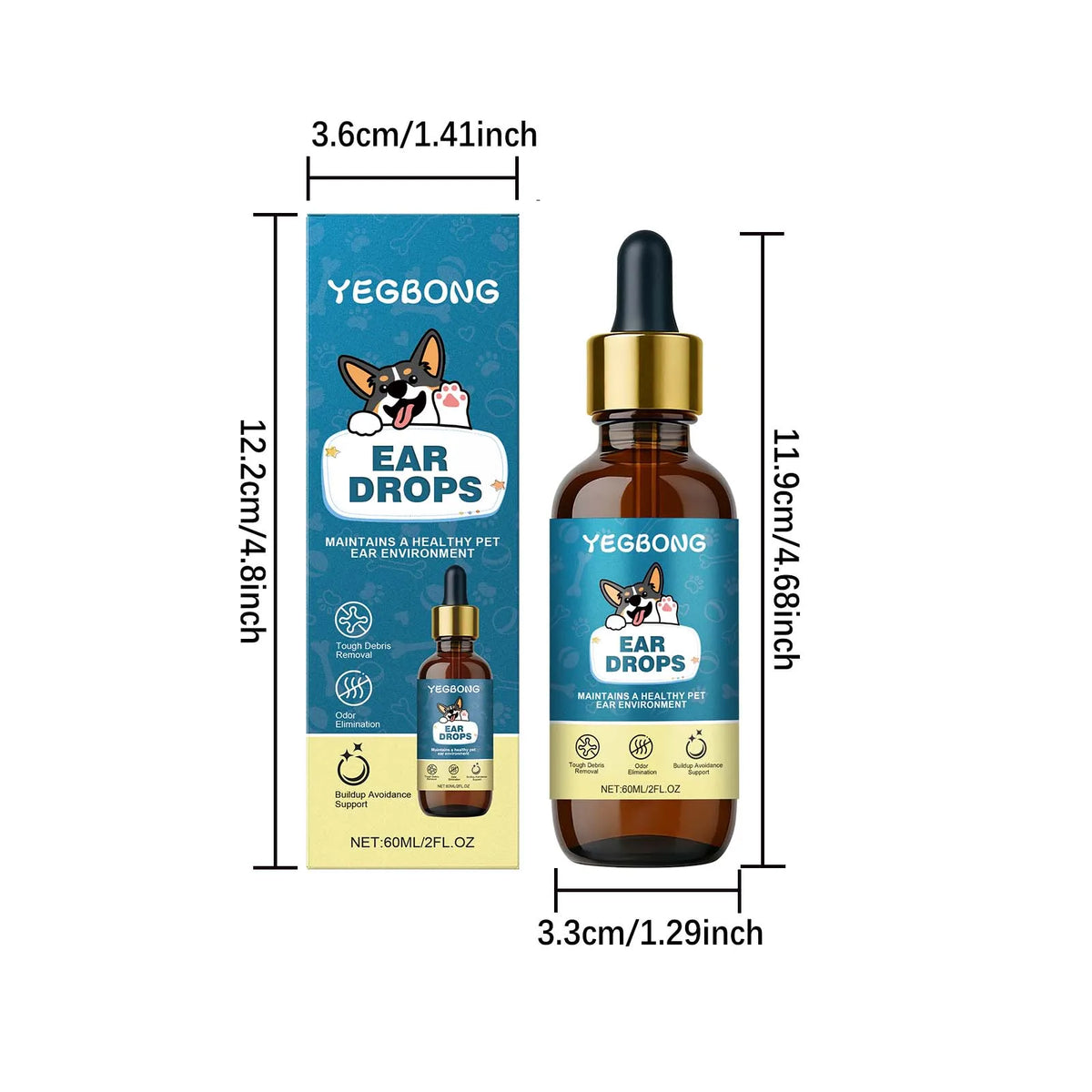 Yegbong Natural Ear Drops Gentle Nourishing Debris Removal for Pets