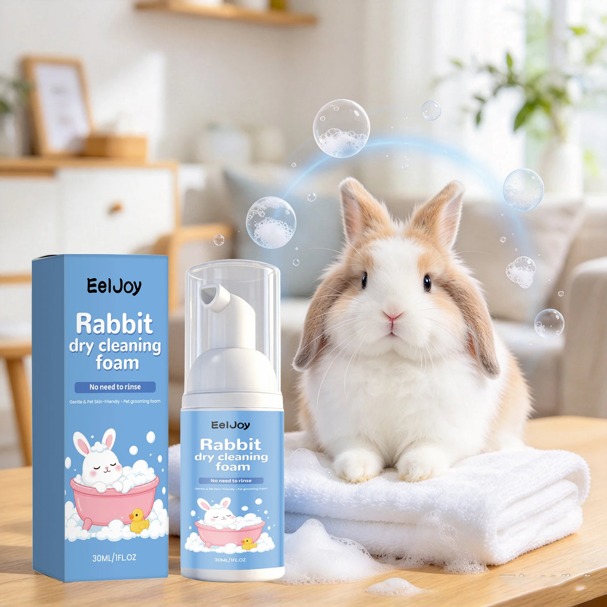 Gentle Rabbit Cleaning Mousse Bath Foamer Removes Odors Soothes Skin