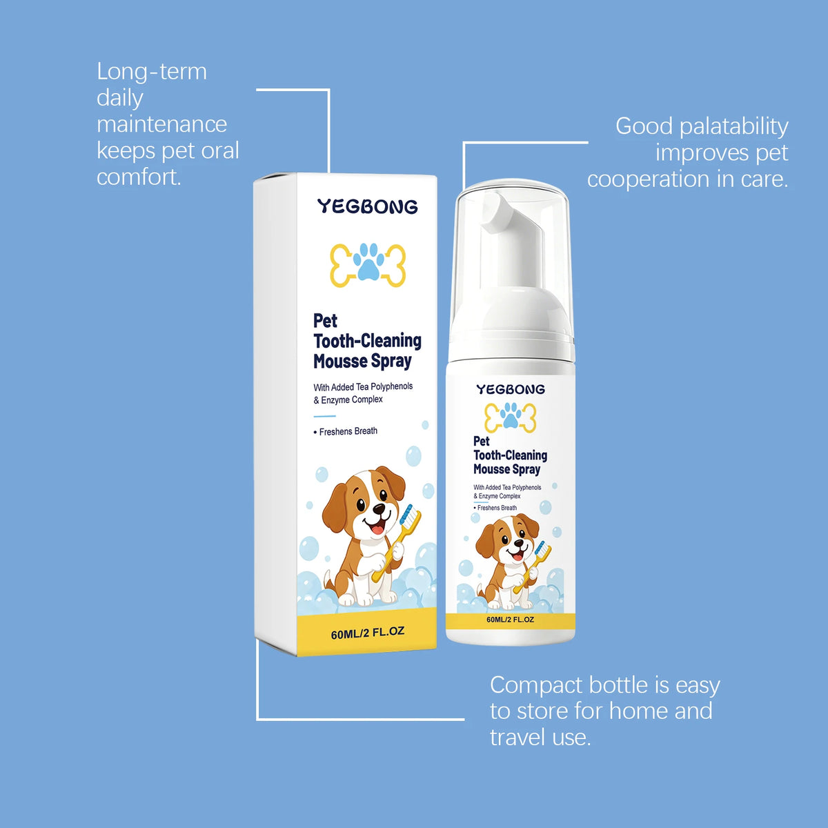 Pet Teeth Cleaning Mousse Enzyme Formula For Cats And Dogs