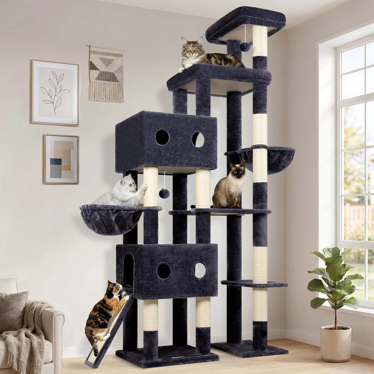 Globlazer Heavy Duty Cat Tree For Large Cats With Hammocks