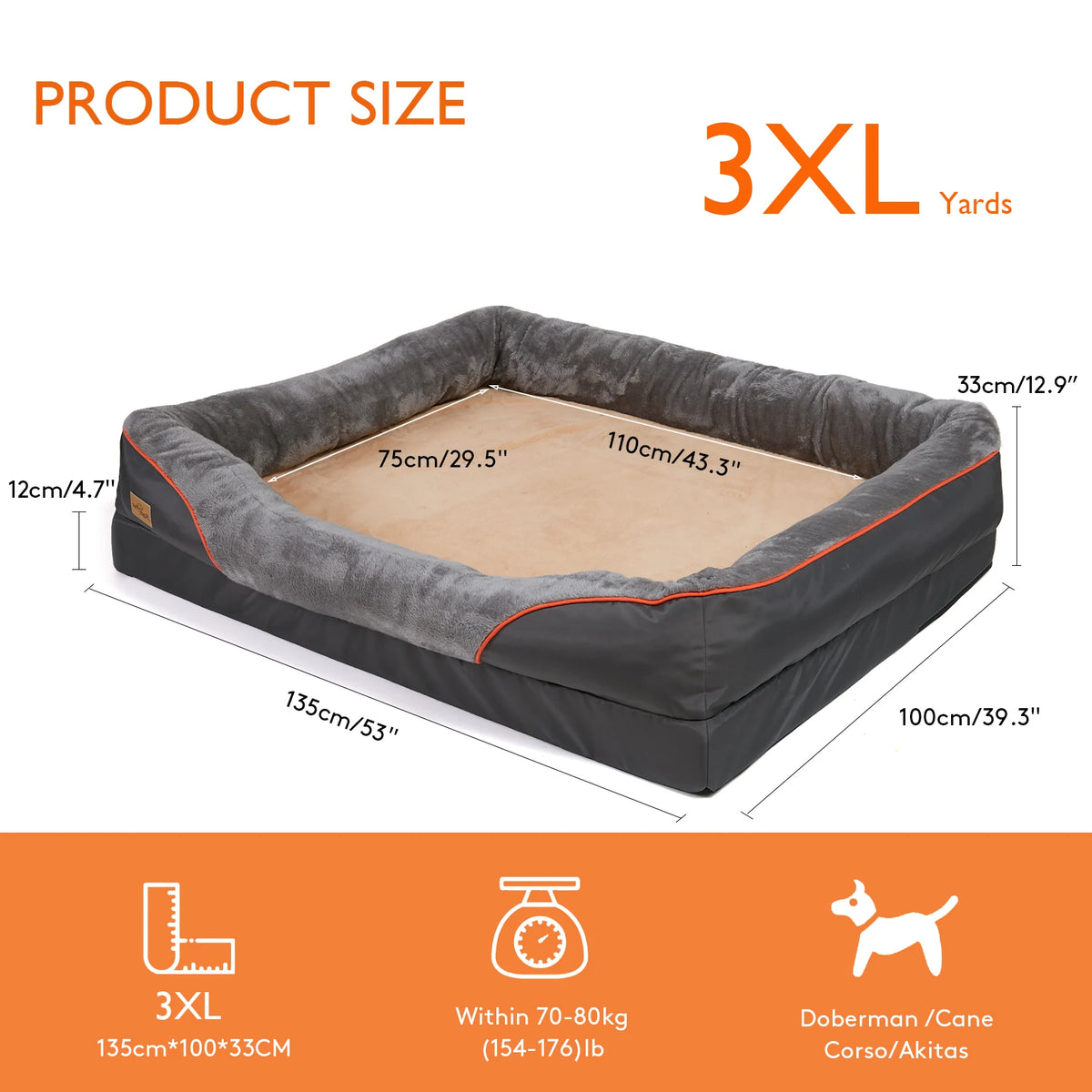 BINGOPAW Waterproof Washable Foam Dog Bed With Removable Cover