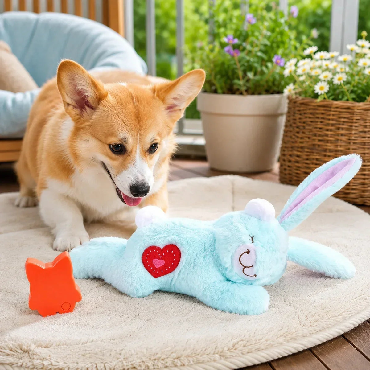 Plush Bunny Heartbeat Dog Toy Anxiety Relief Calming Companion