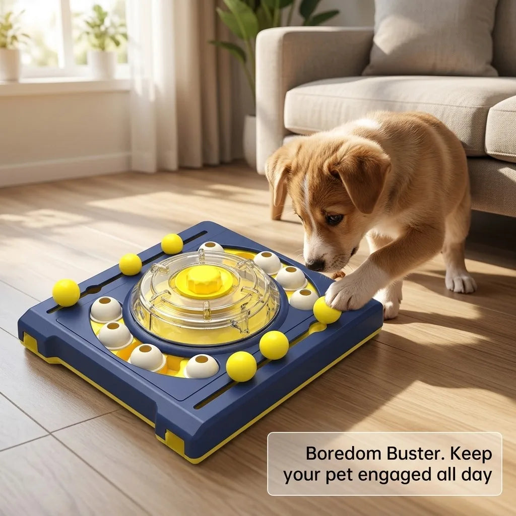 Dog Puzzle Toy DJ Turntable Interactive Treat Dispenser For Enrichment
