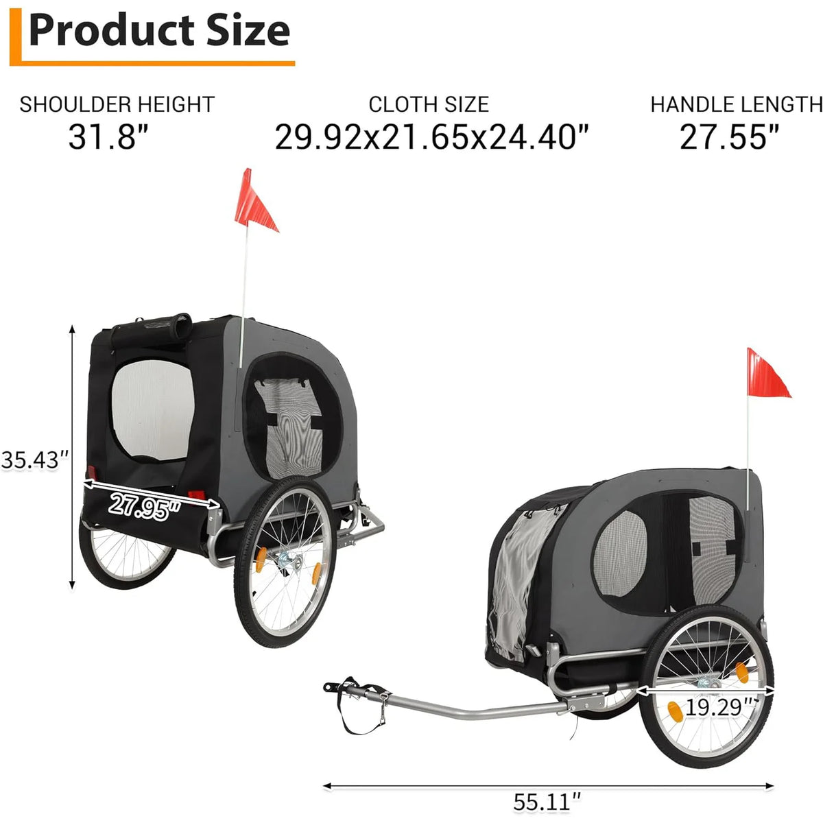 HiMISS Dog Bike Trailer And Jogging Stroller With Ventilated Design