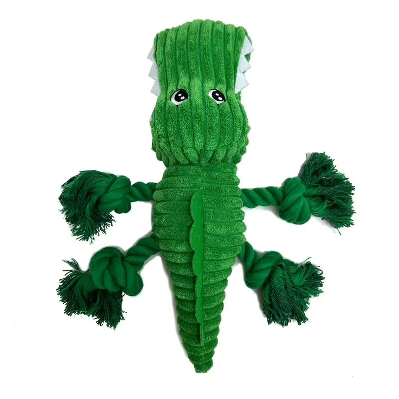 Alligator Plush Dog Toy Squeaker Interactive Chew Level 3