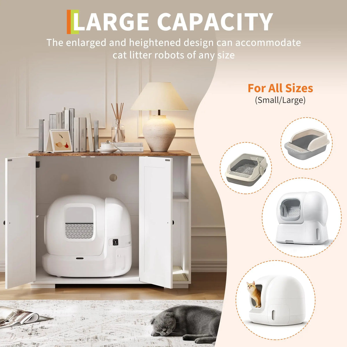 HiMISS Cat Litter Robot Enclosure With Built In Power Outlet