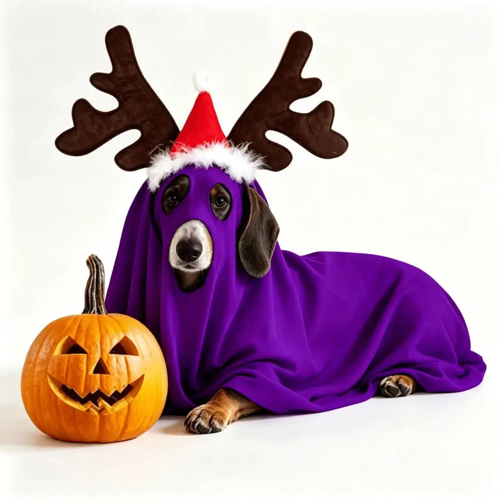 Ghost Halloween Pet Cape Reindeer Antlers Headband Costume Set