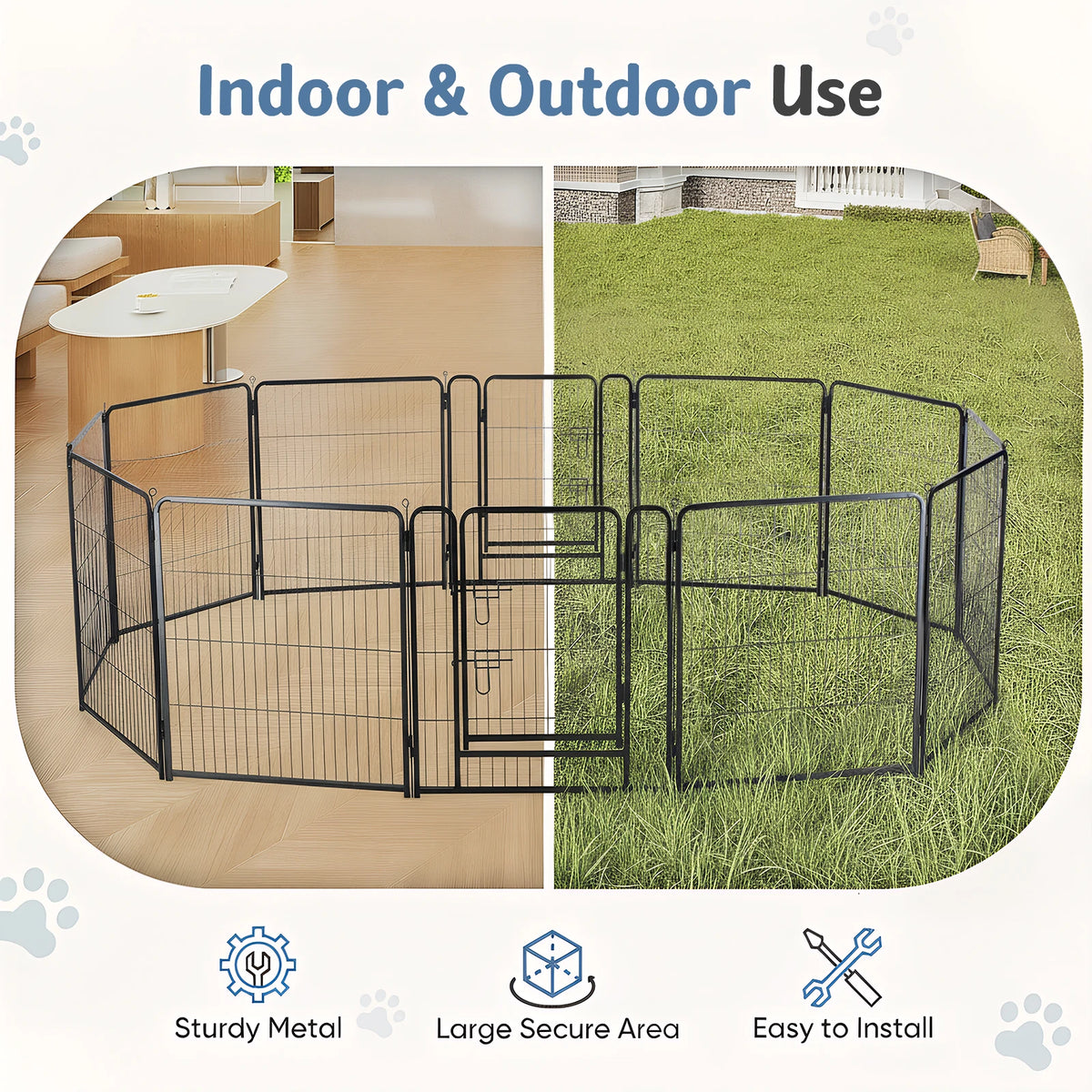JHK Foldable Metal Dog Playpen for Indoor and Outdoor Use