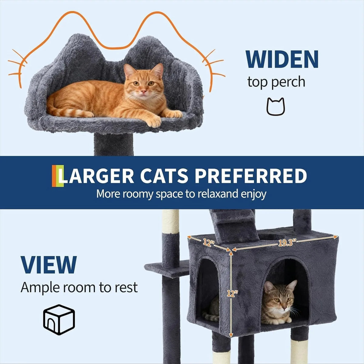 Cat Tree Tower with Sisal Scratching Posts, Condos and Perches