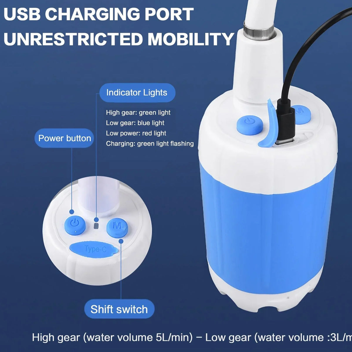Rechargeable Handheld Shower Sprayer With Compact Pump