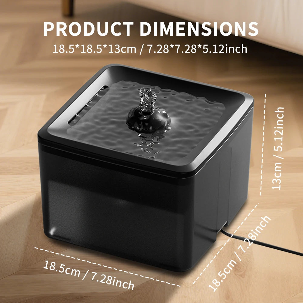 Easy Clean Square Pet Water Feeder For Cats And Dogs
