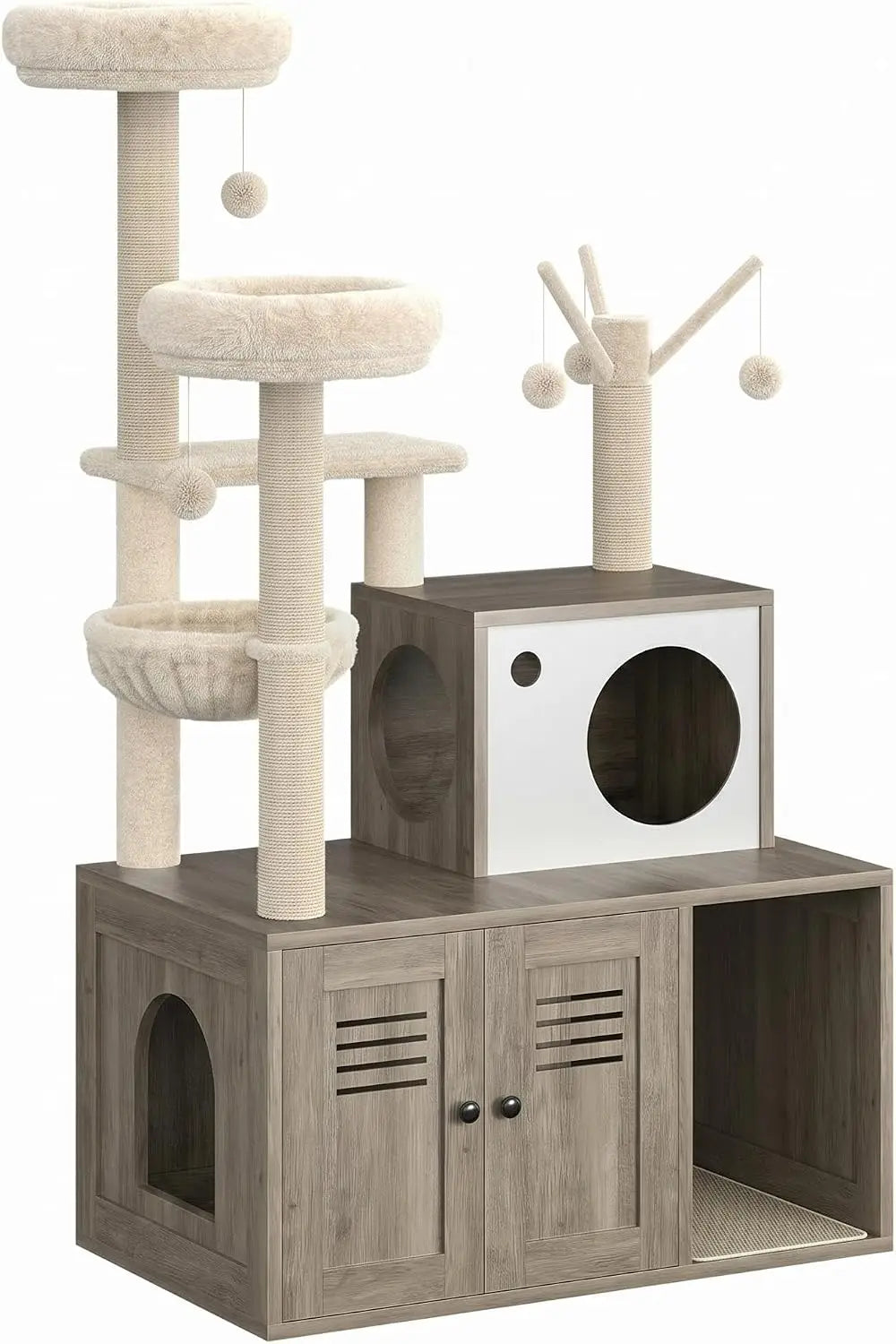 Garvee Multifunctional Cat Litter Cabinet With Integrated Cat Tree