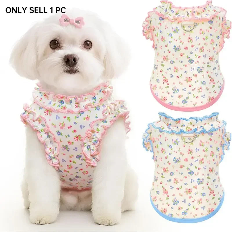 Breathable Summer Ruffle Sleeve Pet Shirt For Dogs And Cats