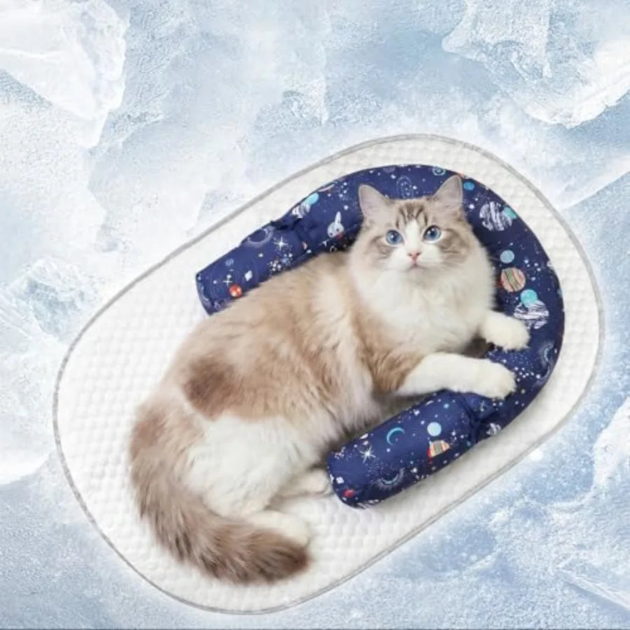 Premium Ice Silk Self Cooling Pet Mat With Memory Foam