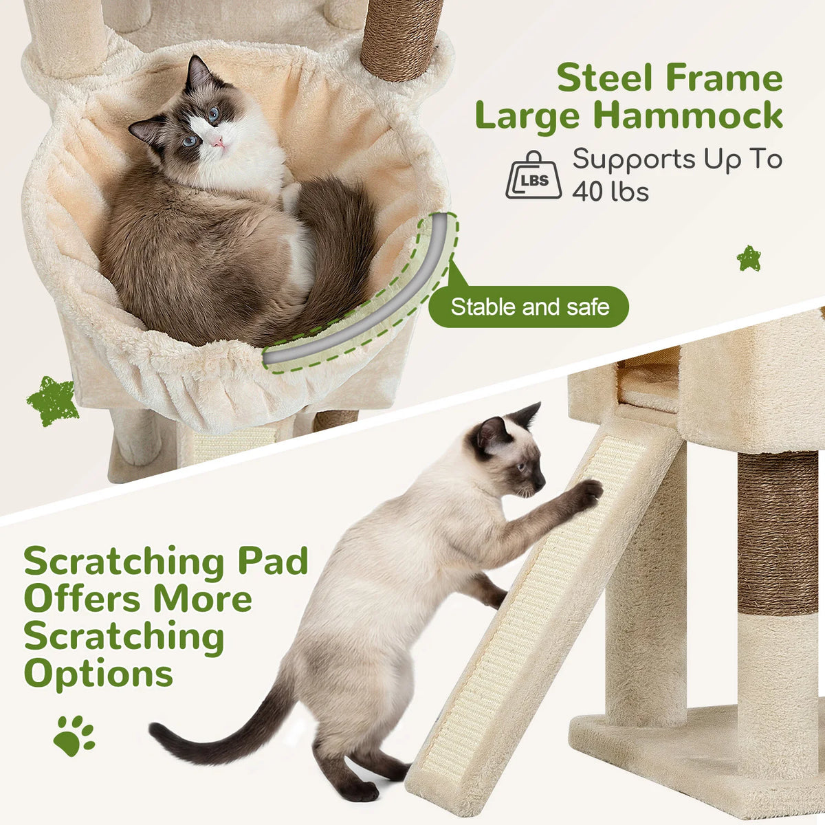 Globlazer Heavy Duty Cat Tree For Large Cats With Hammocks