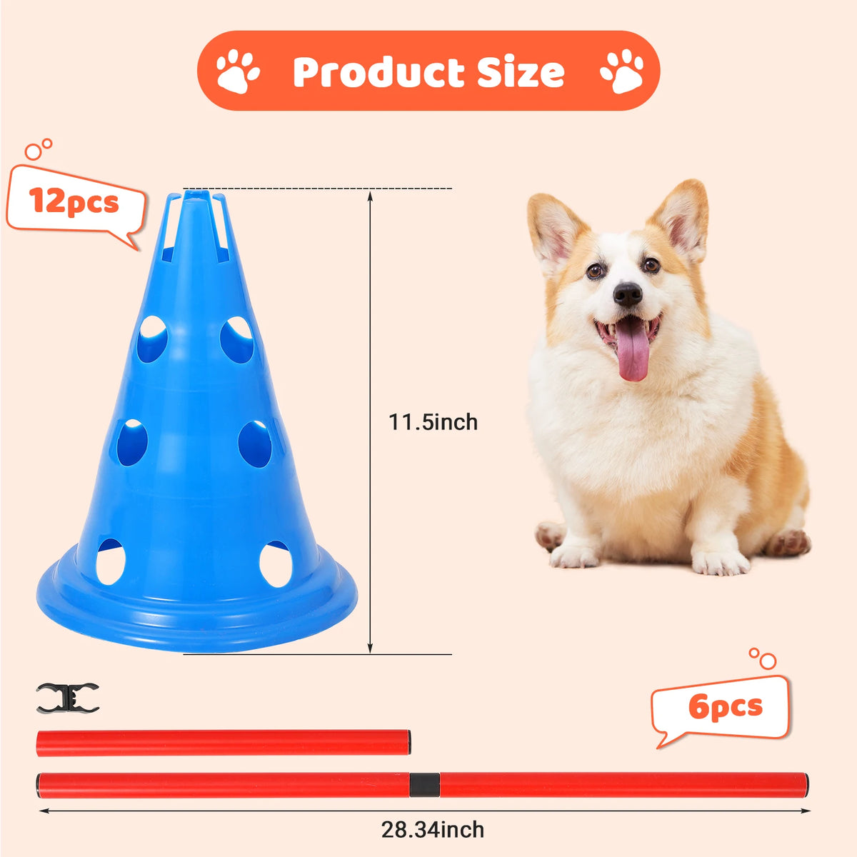 Adjustable Dog Agility Training Cone And Hurdle Set