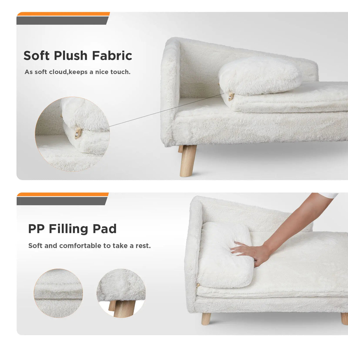 Elevated Pet Bed With Solid Wood Legs And Plush Cushion