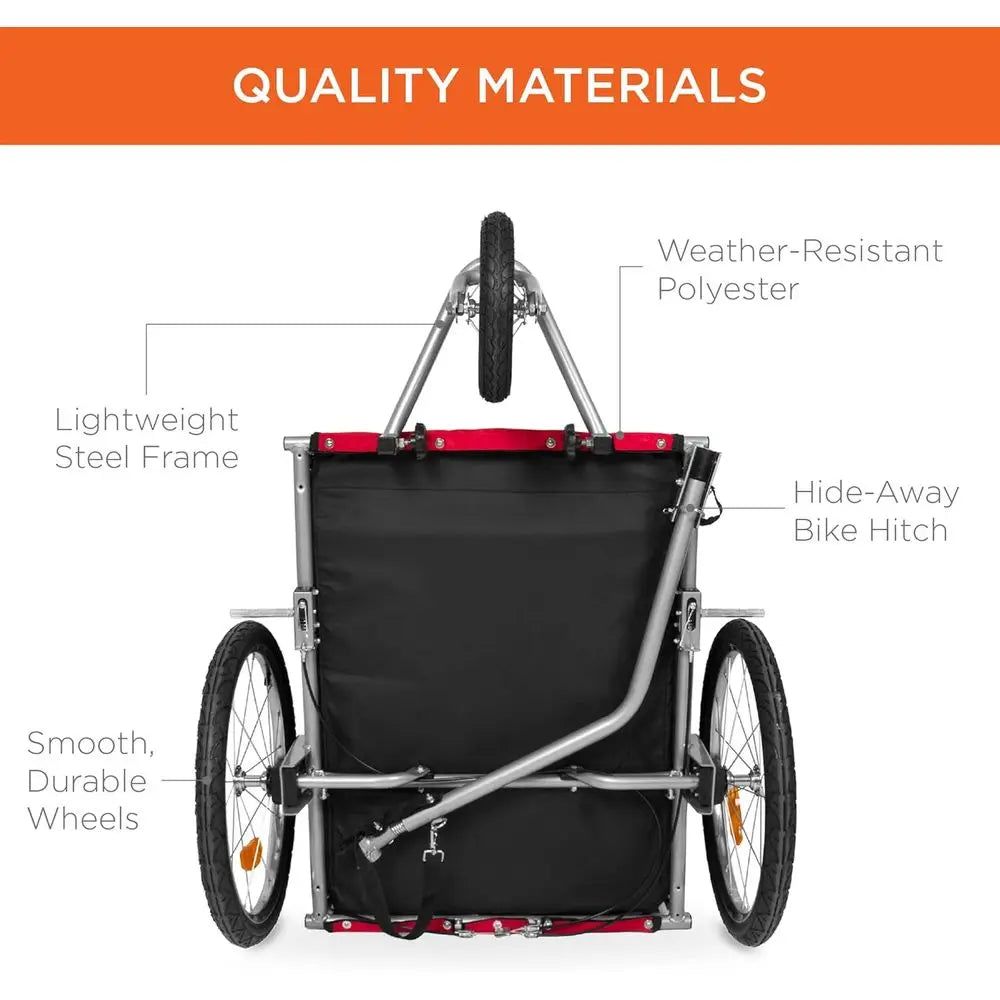 2-In-1 Dog Bike Trailer and Pet Stroller with Suspension