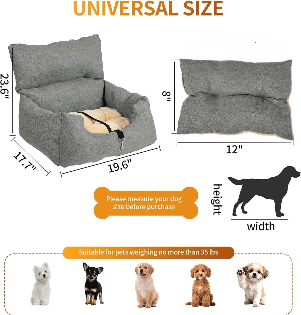 HiMiss Elevated Dog Booster Seat Features Tether And Washable Cushion