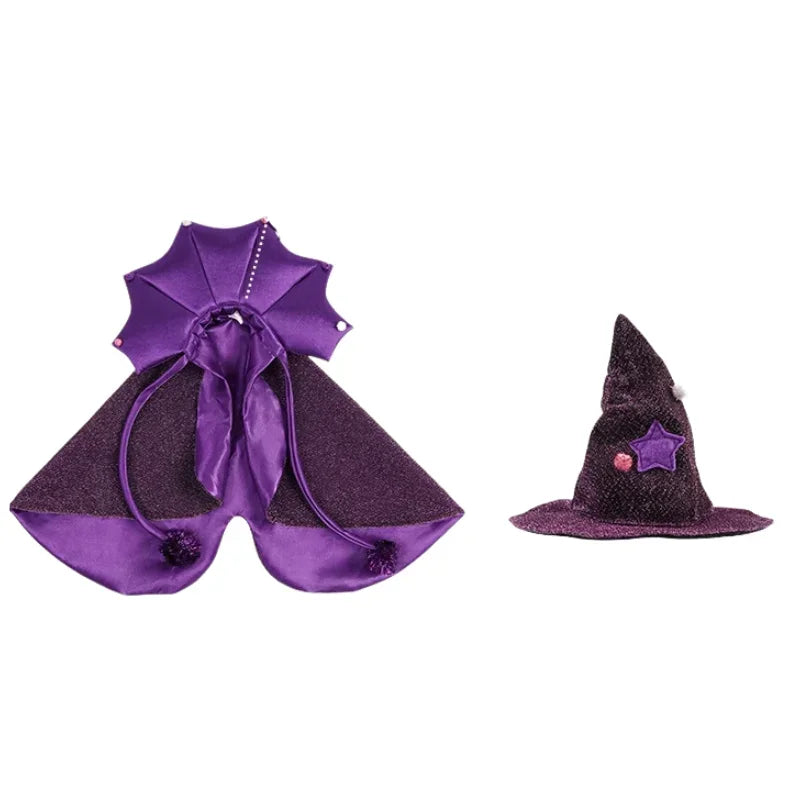 Premium Pet Witch Costume With Cloak And Hat For Cats