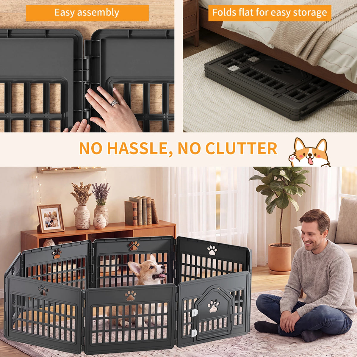 Jhk Expandable Dog Playpen Portable Durable Pet Fence Indoor Outdoor