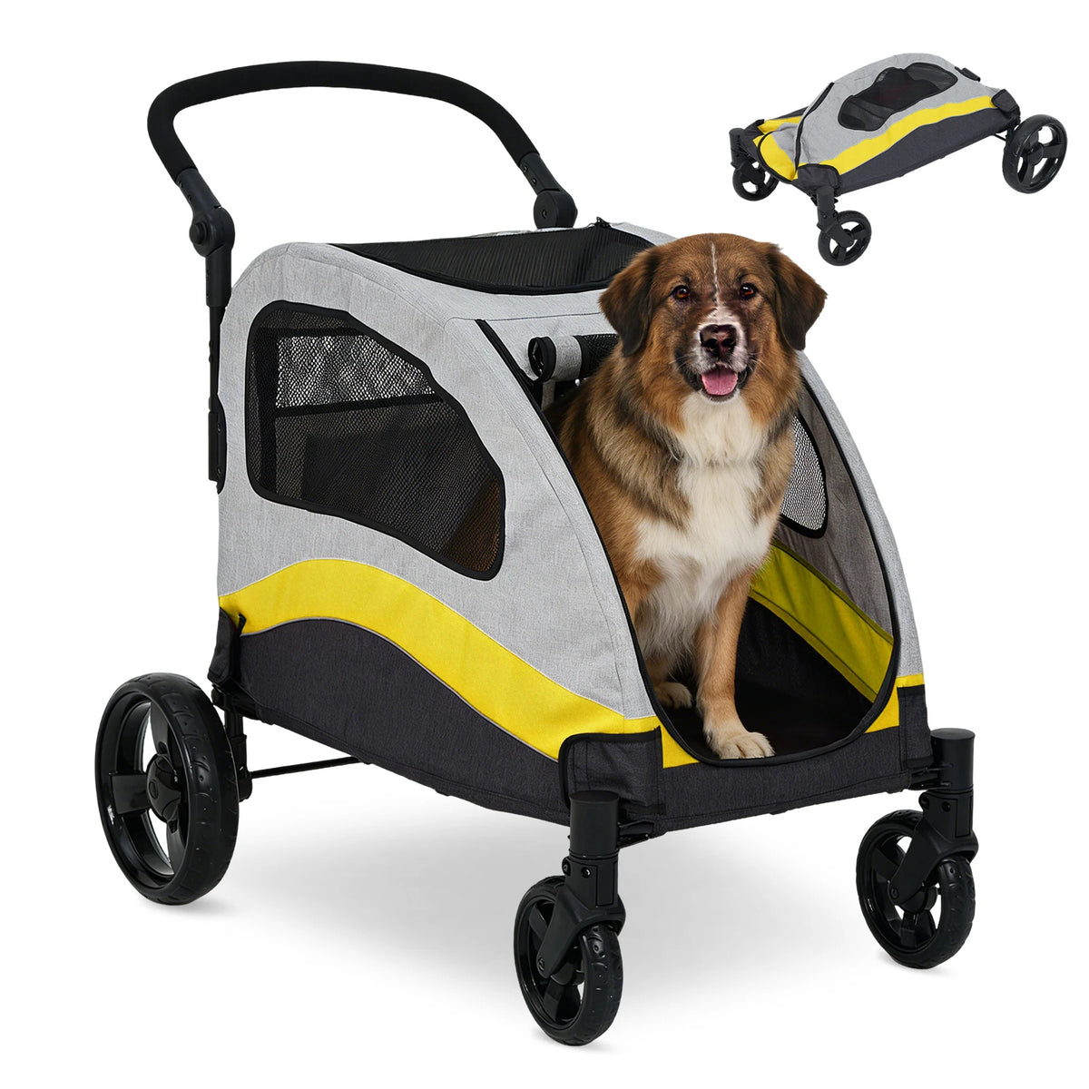 Extra Large Collapsible Dog Stroller with Shock Absorbing Wheels