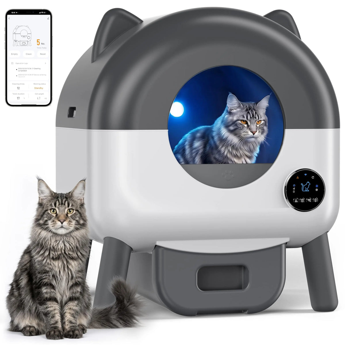 HiMiss Automatic Self Cleaning Cat Litter Box Smart App Controlled