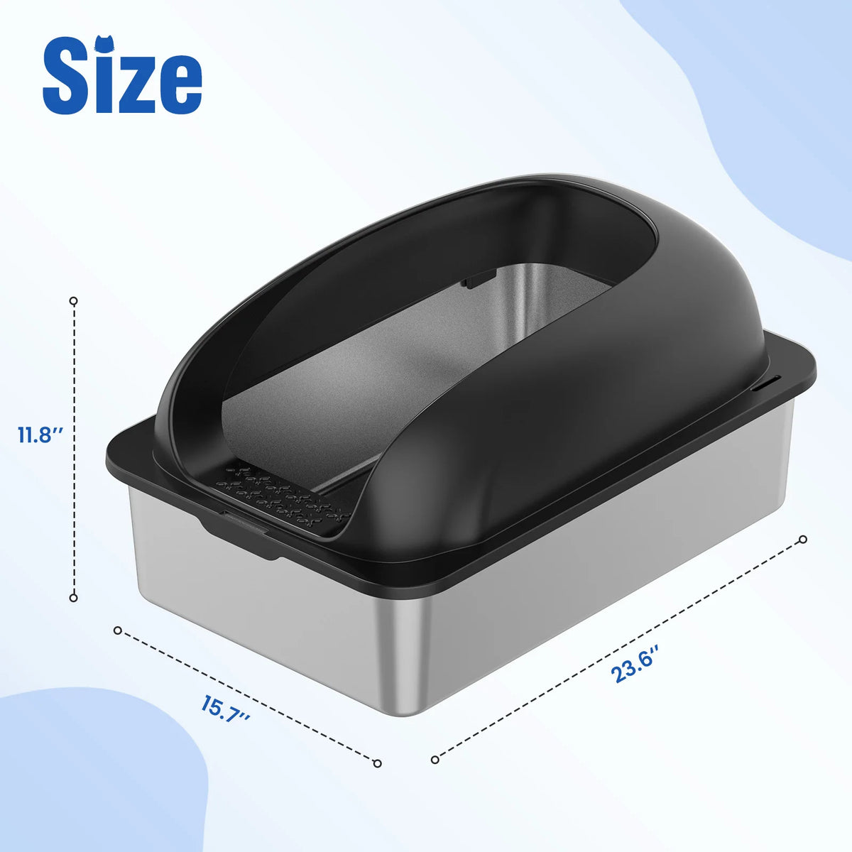 JHK Stainless Steel Litter Box With Lid Scoop And Mat