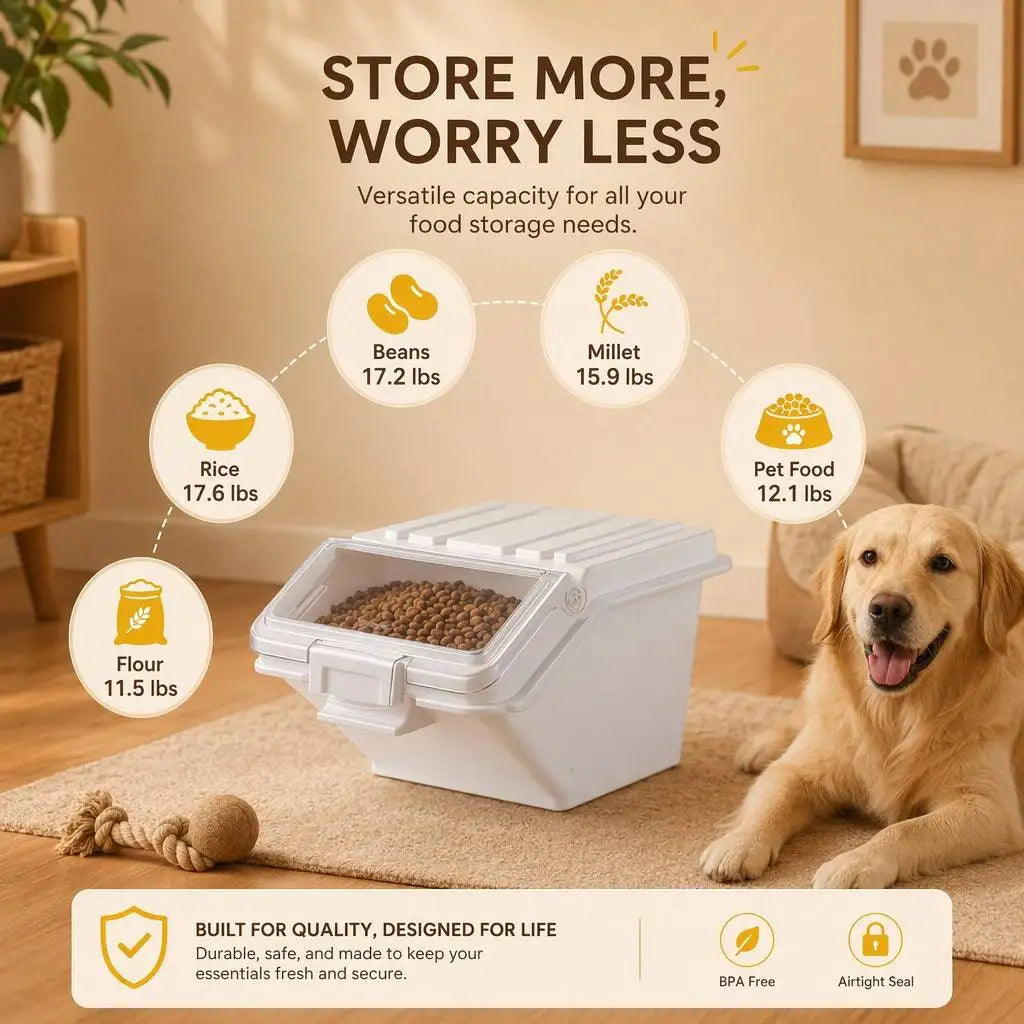 Airtight Pet Food Storage Container With Scoop For Dogs and Cats