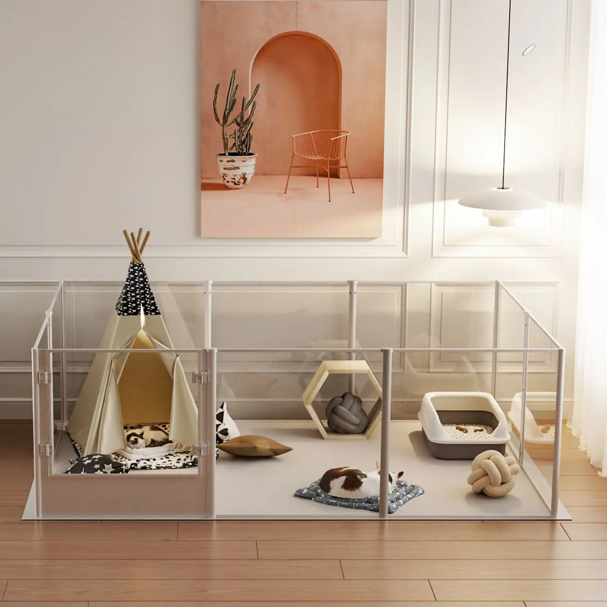 BINGOPAW Clear Acrylic Pet Playpen Waterproof Pad For Small Pets