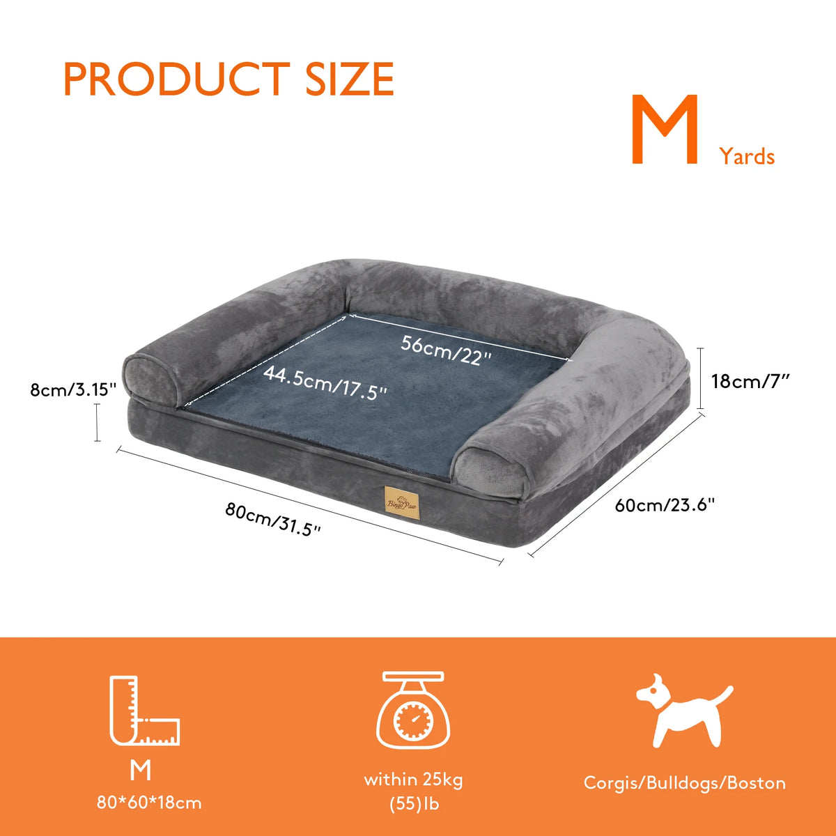 Bingopaw Orthopedic Dog Bed With Removable Washable Cotton Cover