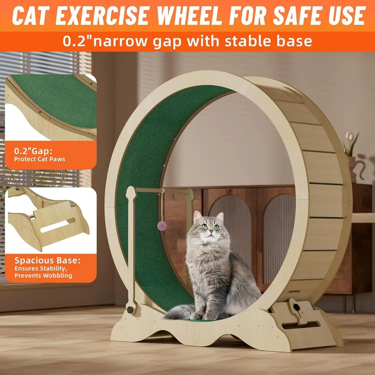 Studyset Indoor Cat Exercise Wheel Quiet Rollers Carpeted Runway Teaser
