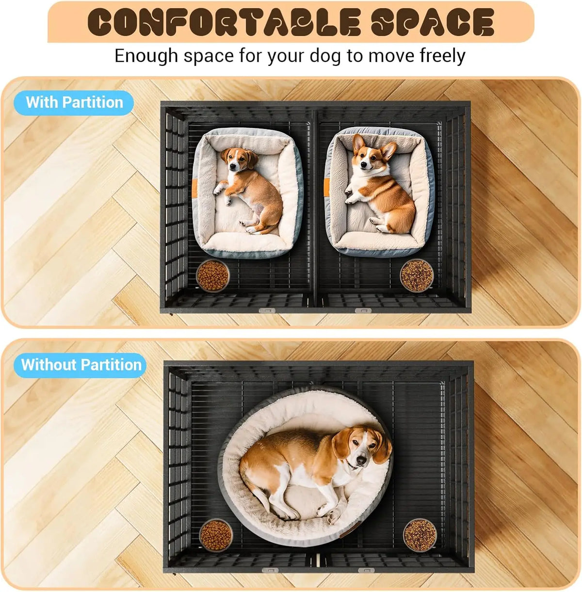 Anixol Heavy Duty Metal Dog Crate With Double Entry Doors