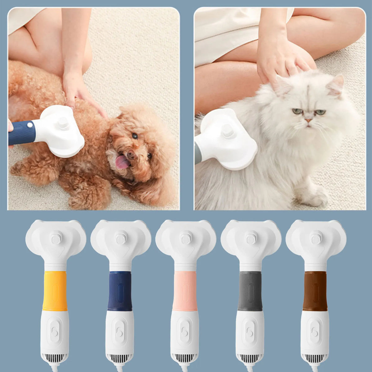 Pet Hair Dryer Brush With Grooming And Deshedding Functions