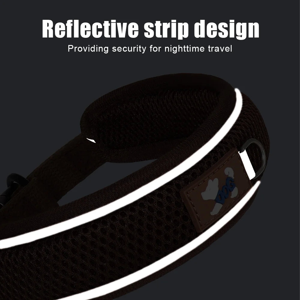 Personalized Breathable Mesh Dog Collar Reflective Free Engraving