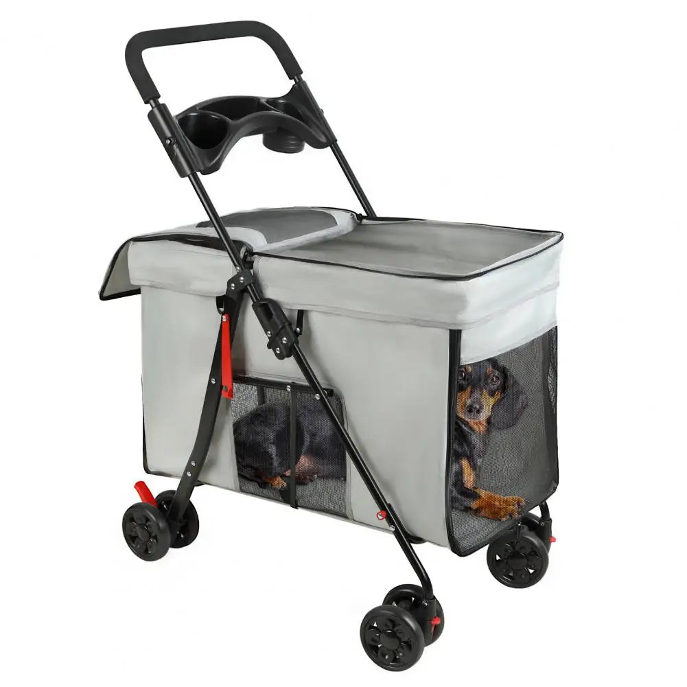 Foldable Dog Stroller Featuring 360 Degree Wheels And Ventilation Windows