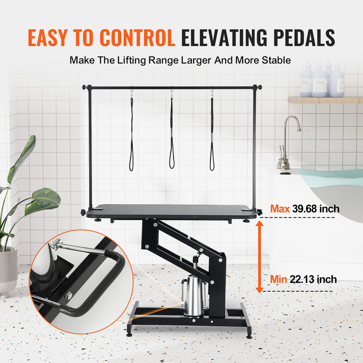 VEVOR Hydraulic Pet Grooming Table Adjustable Height Safety Arm